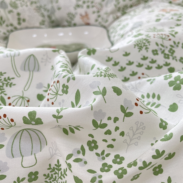 91家纺网 家纺一手货源 找家纺 丫丫家纺  2025新款13070全棉喷气小清新印花单品套件系列-四件套 松鼠小鹿