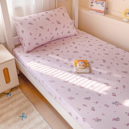 纽缦家纺 2025新款云感提花双层纱学生床笠 葡萄七分甜