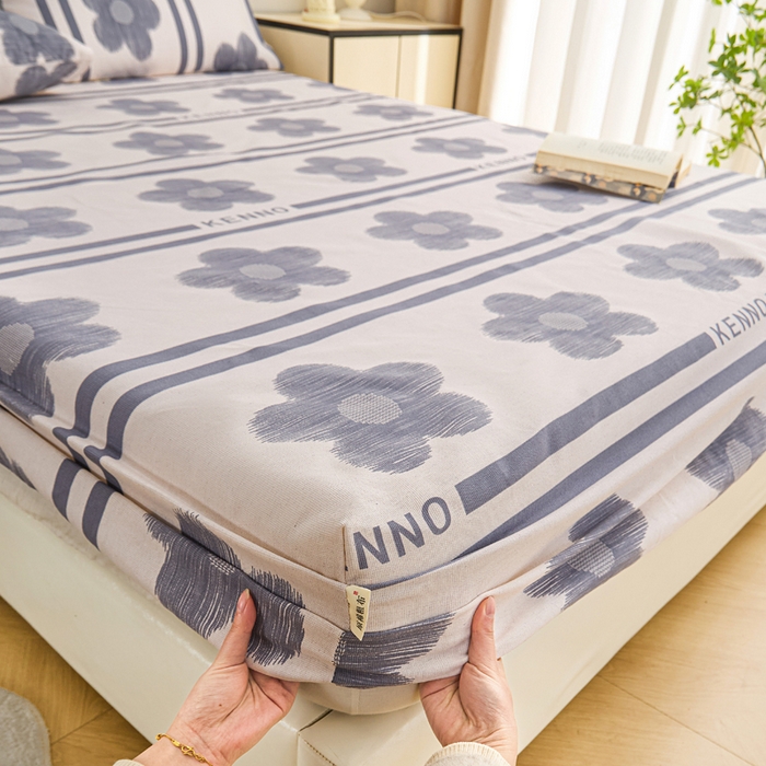 91家纺网 家纺一手货源 找家纺 棉乐町家居  2025新款原棉粗布床笠 水墨花