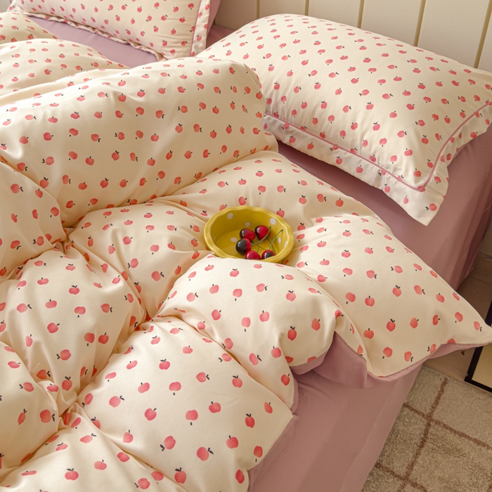 91家纺网 家纺一手货源 找家纺 可思家纺2025新款可思-简单款双层纱套件 小苹果