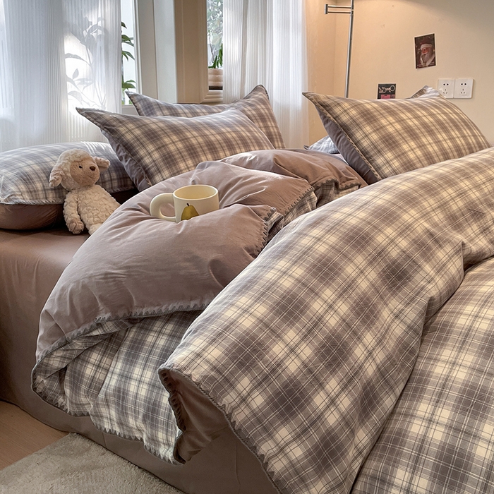 91家纺网 家纺一手货源 找家纺 （总）蓝邻家纺 2025年新款全棉水洗棉贝壳边四件套系列