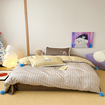 桔子家纺 2025新款100支长绒棉系列 长绒棉奶油小熊