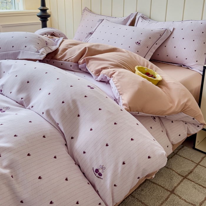 91家纺网 家纺一手货源 找家纺 可思家纺2025新款可思-简单款双层纱套件 小紫心