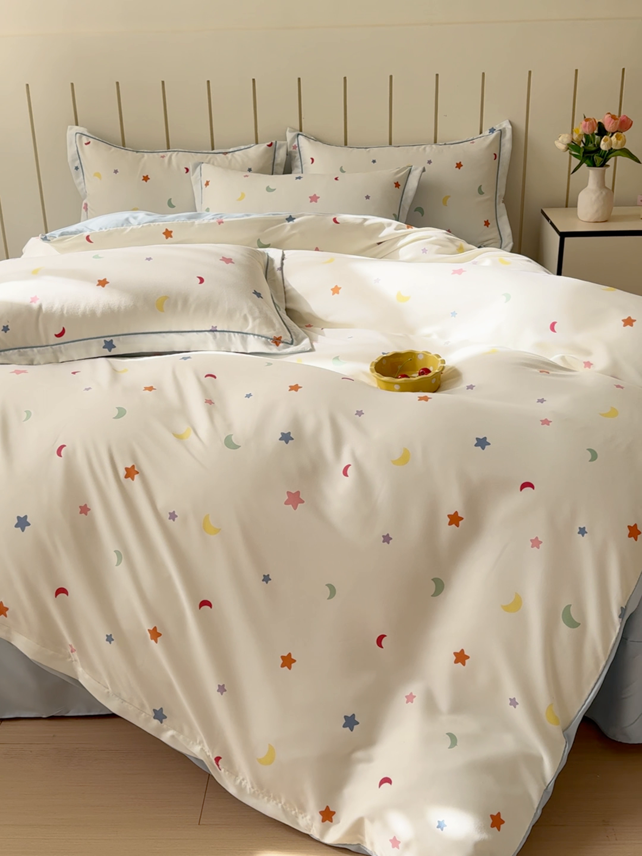 91家纺网 家纺一手货源 找家纺 可思家纺2025新款可思-简单款双层纱套件 幸运星