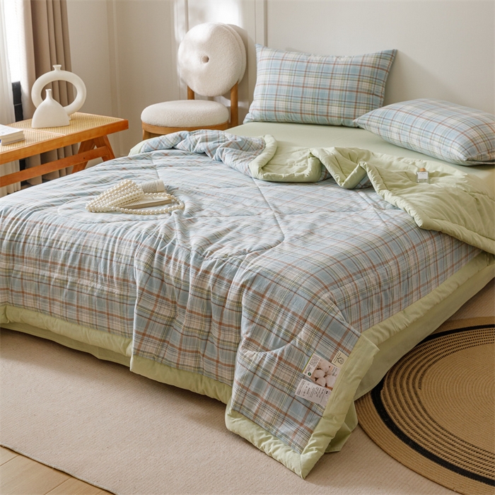 91家纺网 家纺一手货源 找家纺 恬思语家纺 2025新款全棉色织水洗棉棉花夏被  霍格 兰