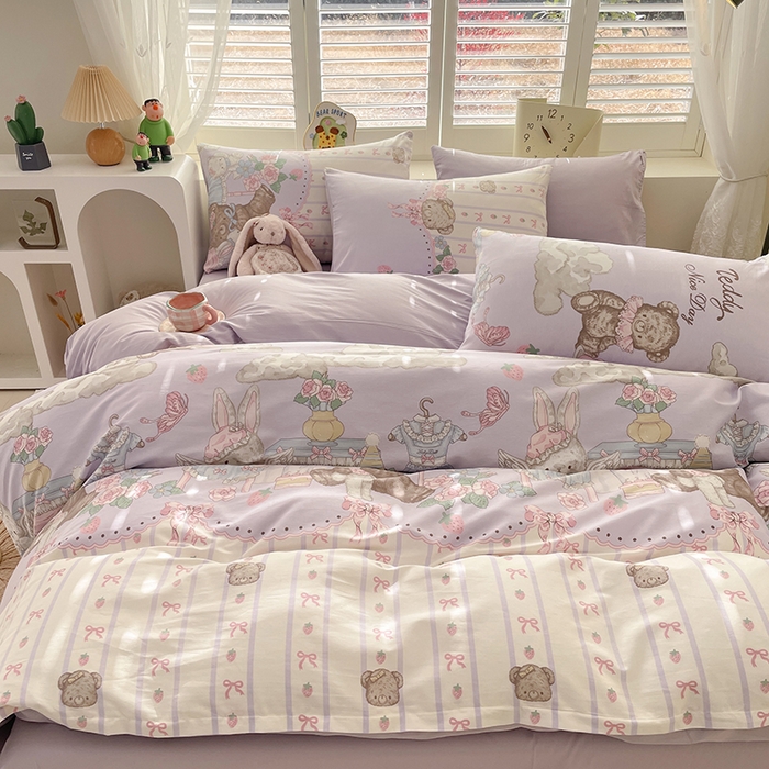 91家纺网 家纺一手货源 找家纺 丫丫家纺   2025全棉13070单被套印花小清新卡通碎花纯棉单品被套枕套（有预缩售后无忧 免费提供买家秀） 童话镇