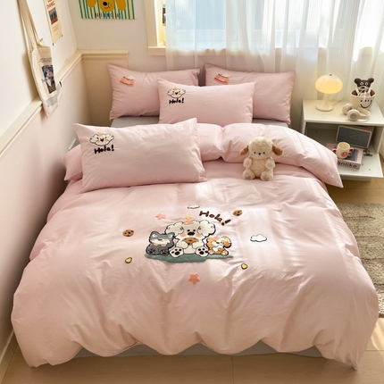 寐居家纺 2025新款全棉13070毛巾绣四件套 好友记