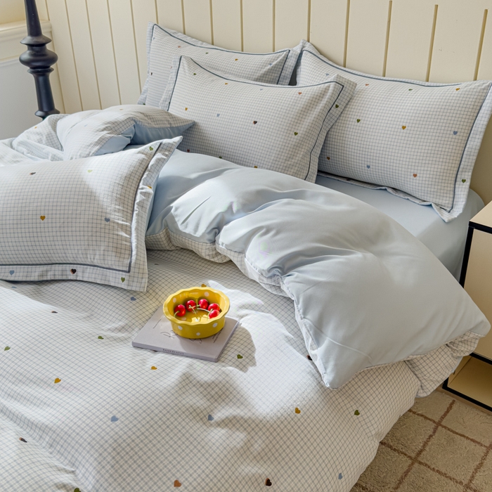 91家纺网 家纺一手货源 找家纺 可思家纺2025新款可思-简单款双层纱套件 心语蓝