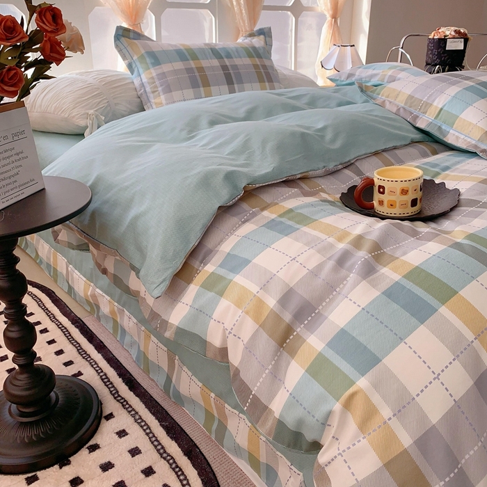 91家纺网 家纺一手货源 找家纺 奈萝家纺2025新款全棉 小号三件套 标准四件套 西格蓝