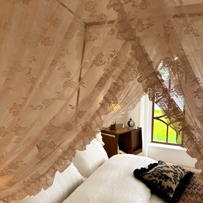 91家纺网 家纺一手货源 找家纺 都市缘蚊帐  2025新款303法式提花蕾丝蚊帐 303可可庄园-奶油玉