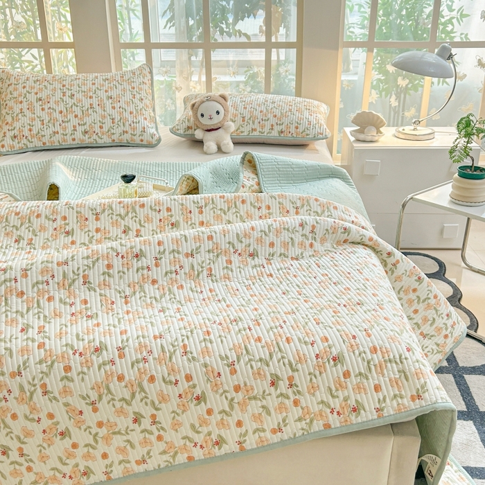 91家纺网 家纺一手货源 找家纺 恒尚居 2025新款全棉床盖床单小清新床垫床褥垫-跑量（四季款） 花千朵 2