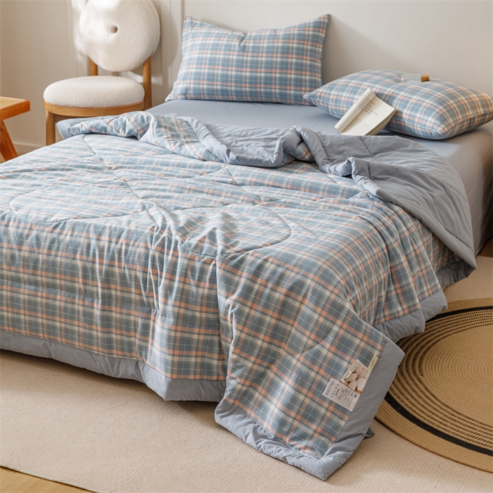 91家纺网 家纺一手货源 找家纺 恬思语家纺 2025新款全棉色织水洗棉棉花夏被  洛林 兰