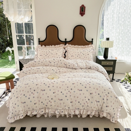 91家纺网 家纺一手货源 找家纺 （总）孑寐家纺 2025新款嵌绳款韩版床裙款四件套