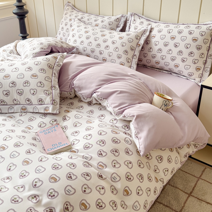 91家纺网 家纺一手货源 找家纺 可思家纺2025新款可思-简单款双层纱套件 爱心小兔