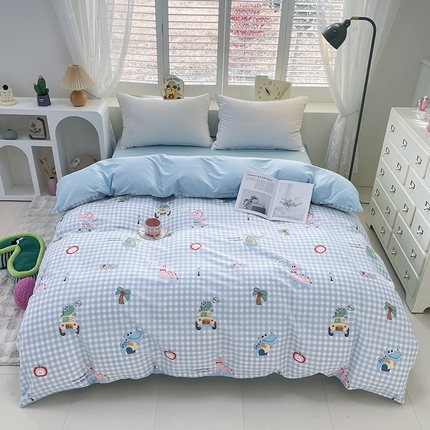 丫丫家纺   2025全棉13070单被套印花小清新卡通碎花纯棉单品被套枕套（有预缩售后无忧 免费提供买家秀） 小恐龙
