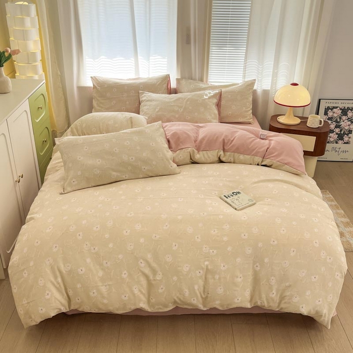 91家纺网 家纺一手货源 找家纺 新印象 2025新款有氧针织棉双层纱四件套初晴