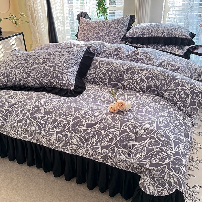 91家纺网 家纺一手货源 找家纺 金盛皇朝家纺 2025新款法式赫本风大花卉床盖四件套 如沐春风