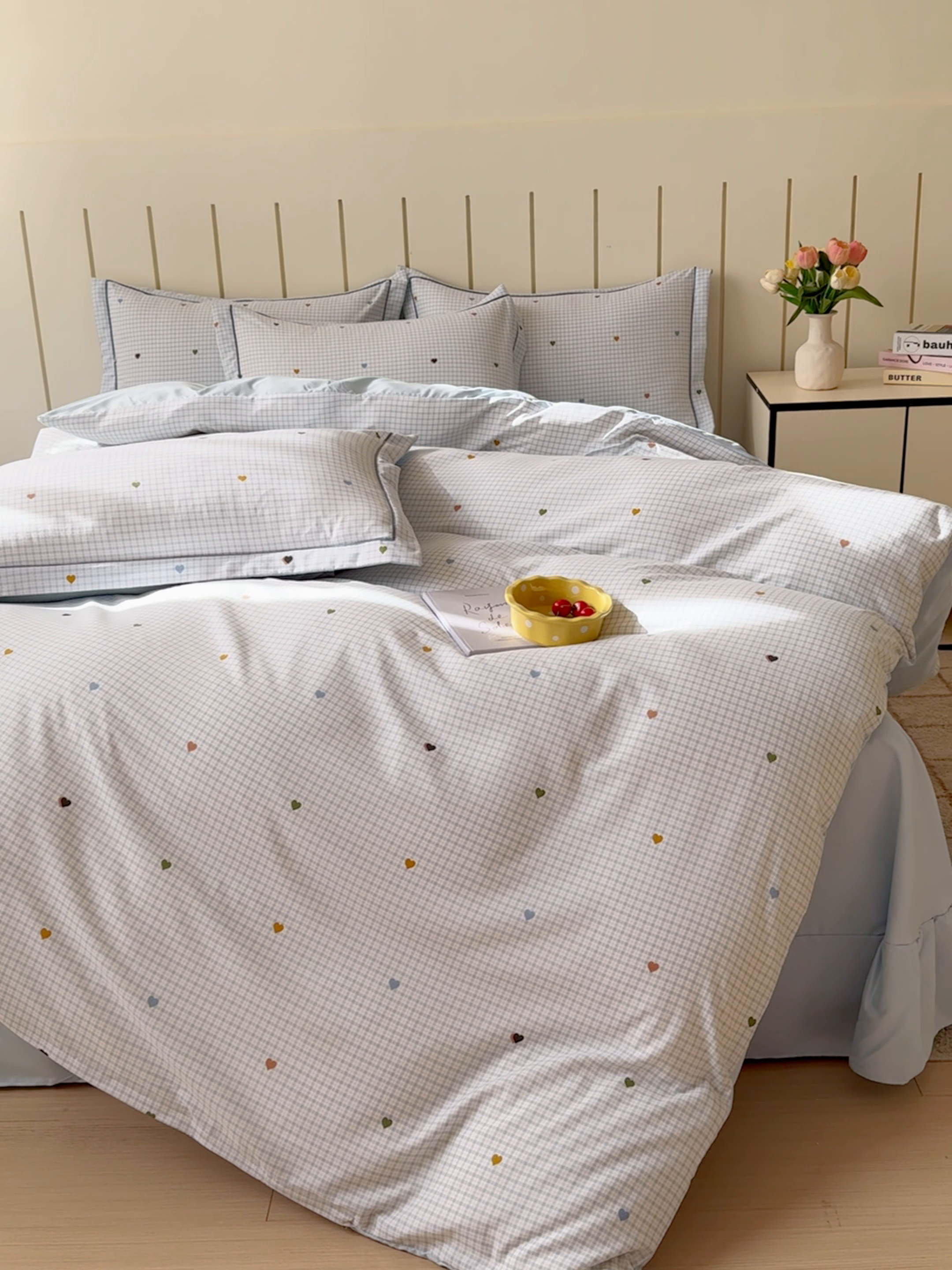 91家纺网 家纺一手货源 找家纺 可思家纺2025新款可思-简单款双层纱套件 心语蓝