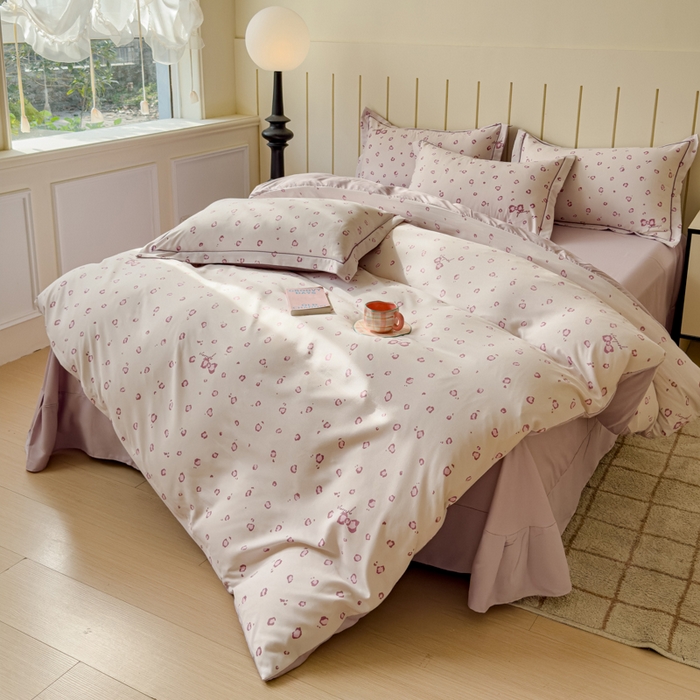 91家纺网 家纺一手货源 找家纺 可思家纺2025新款可思-简单款双层纱套件 紫豹纹