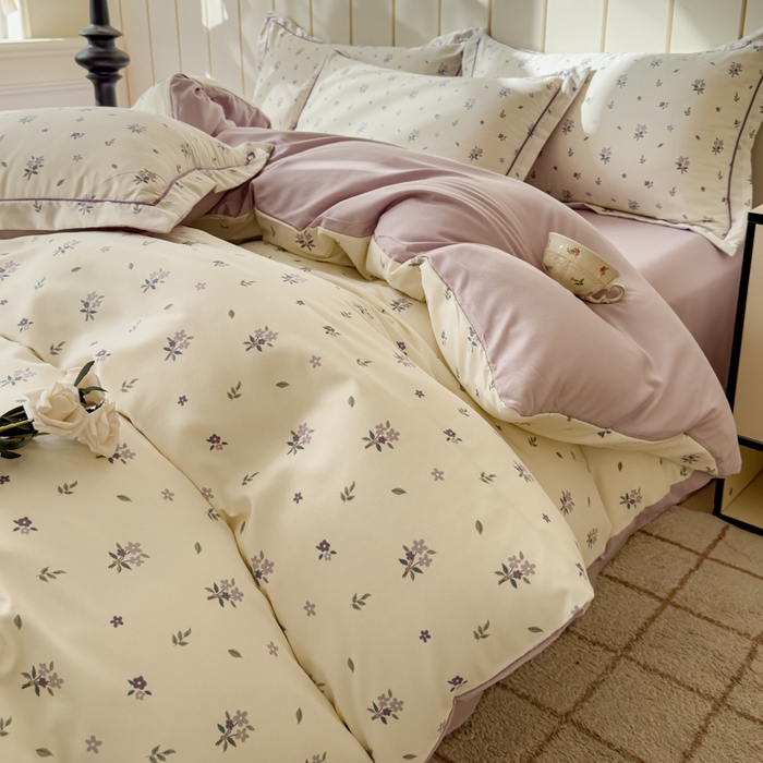 91家纺网 家纺一手货源 找家纺 可思家纺2025新款可思-简单款双层纱套件 紫韵