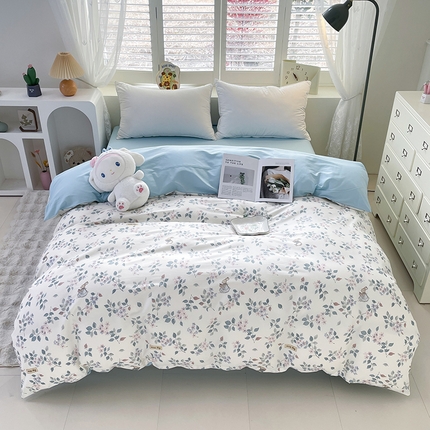 丫丫家纺   2025全棉13070单被套印花小清新卡通碎花纯棉单品被套枕套（有预缩售后无忧 免费提供买家秀） 叶情并茂