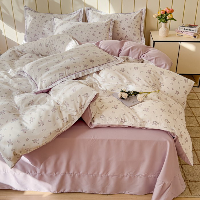 91家纺网 家纺一手货源 找家纺 可思家纺2025新款可思-简单款双层纱套件 紫曦