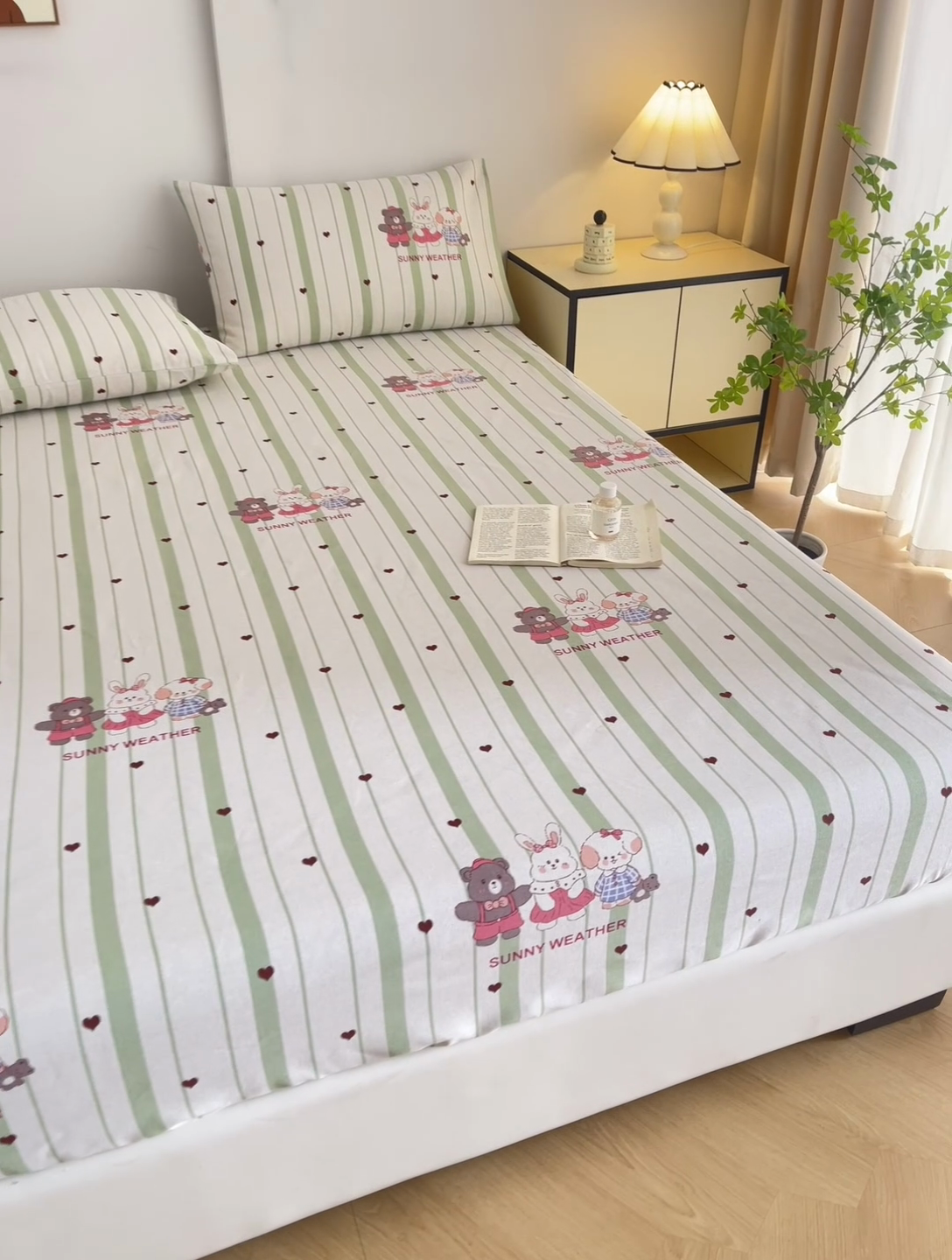 91家纺网 家纺一手货源 找家纺 棉乐町家居  2025新款原棉粗布床笠 甜酷法则