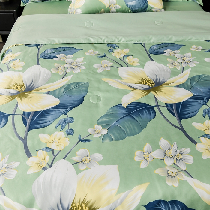 91家纺网 家纺一手货源 找家纺 千嘻汇2025新款水洗天丝真丝夏被四件套夏凉被空调被 宁夏绿