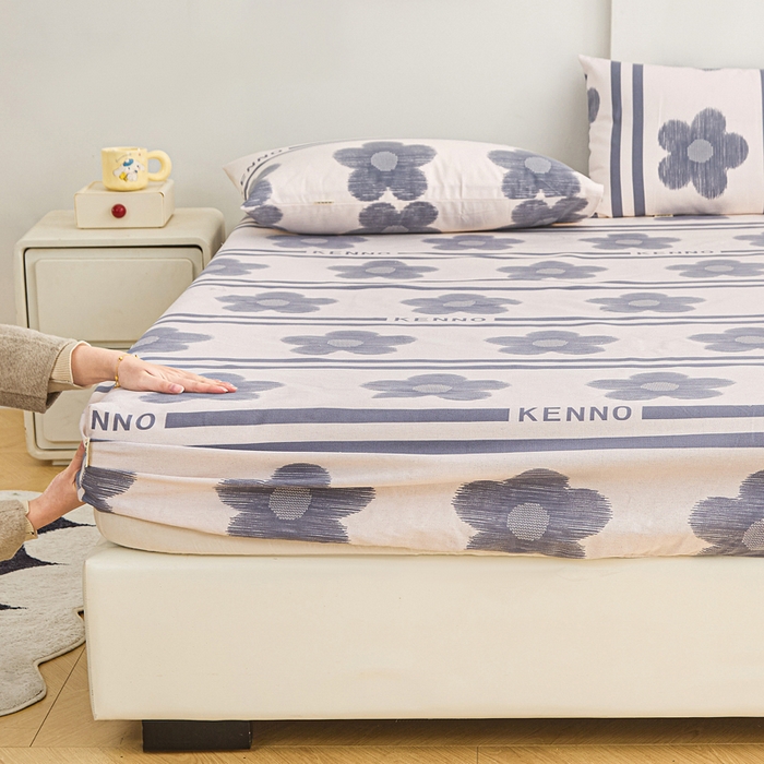 91家纺网 家纺一手货源 找家纺 棉乐町家居  2025新款原棉粗布床笠 水墨花