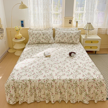 91家纺网 家纺一手货源 找家纺 （总）极梦家纺（支持定制）  2025新款春秋130克加厚植物羊绒磨毛印花单床裙三件套