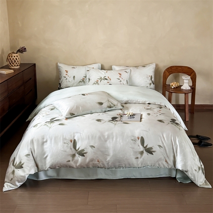 91家纺网 家纺一手货源 找家纺 优贝家纺 2025新款百分百莱赛尔天丝数码印花天丝四件套 漫月星花