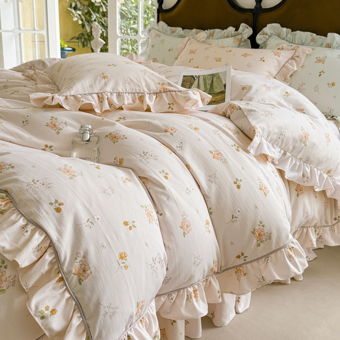 91家纺网 家纺一手货源 找家纺 （总）孑寐家纺 2025新款嵌绳款韩版床裙款四件套