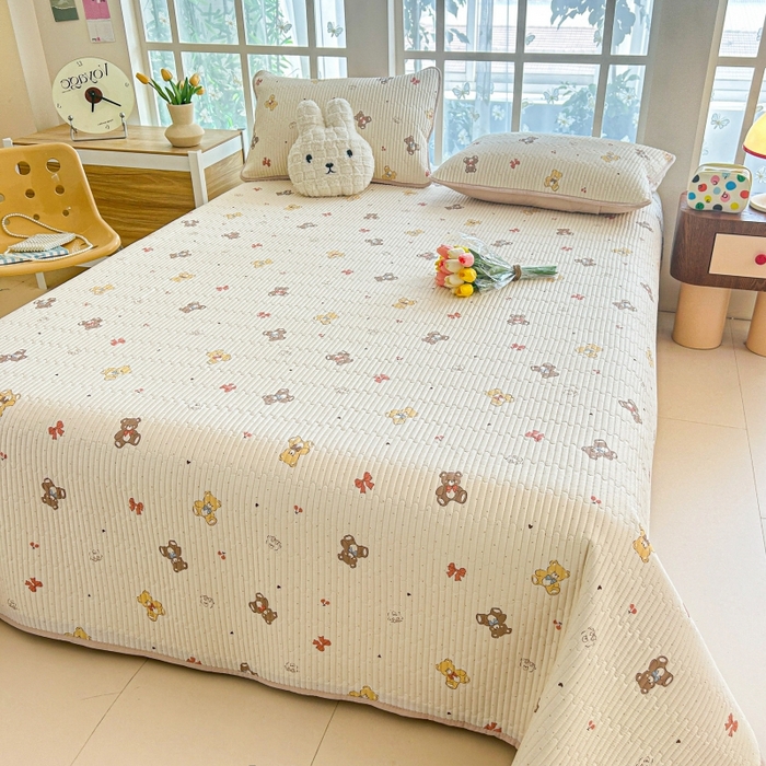 91家纺网 家纺一手货源 找家纺 恒尚居 2025新款全棉床盖床单小清新床垫床褥垫-跑量（四季款） 芭比熊
