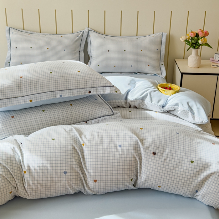 91家纺网 家纺一手货源 找家纺 可思家纺2025新款可思-简单款双层纱套件 心语蓝