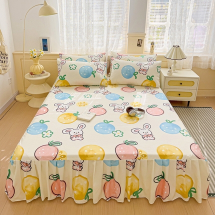 91家纺网 家纺一手货源 找家纺 （总）极梦家纺（支持定制）  2025新款春秋130克加厚植物羊绒磨毛印花单床裙三件套