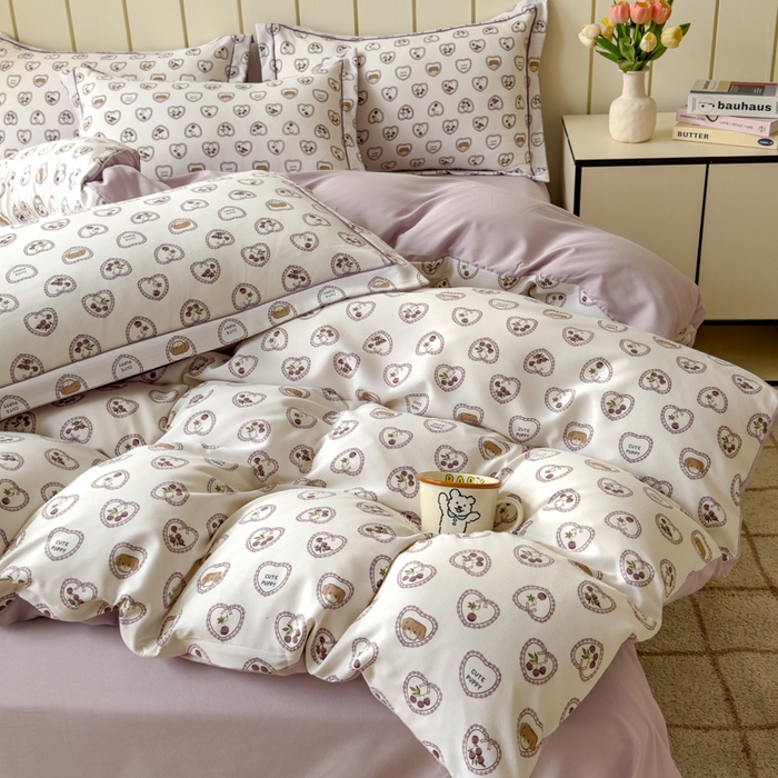 91家纺网 家纺一手货源 找家纺 可思家纺2025新款可思-简单款双层纱套件 爱心小兔