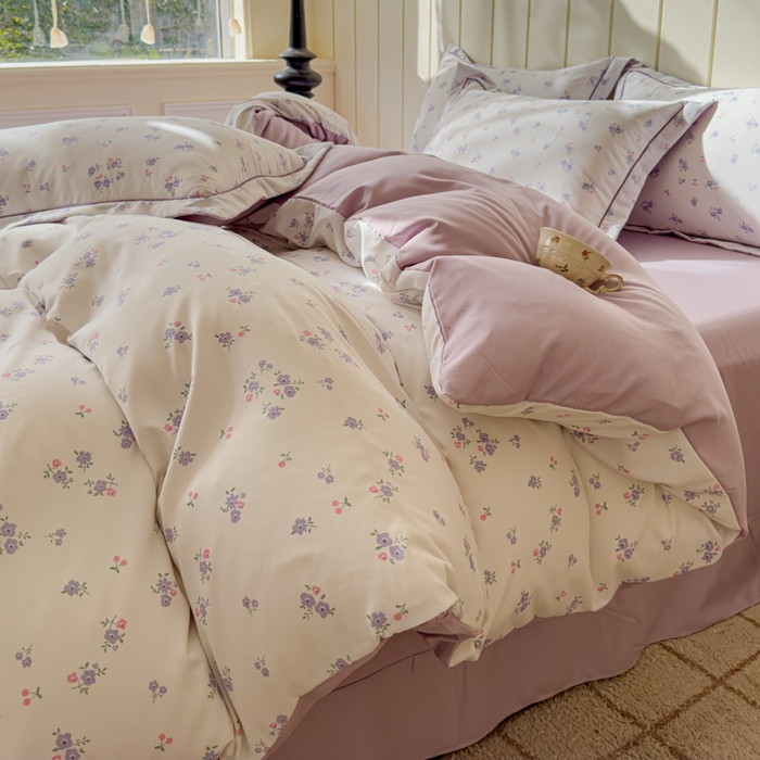 91家纺网 家纺一手货源 找家纺 可思家纺2025新款可思-简单款双层纱套件 花奈