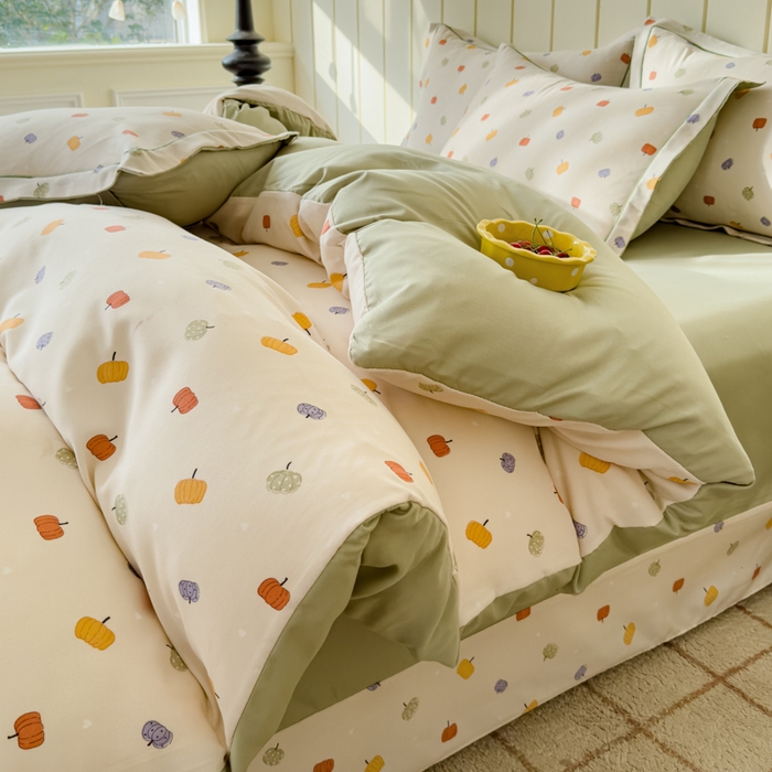 91家纺网 家纺一手货源 找家纺 可思家纺2025新款可思-简单款双层纱套件 小南瓜