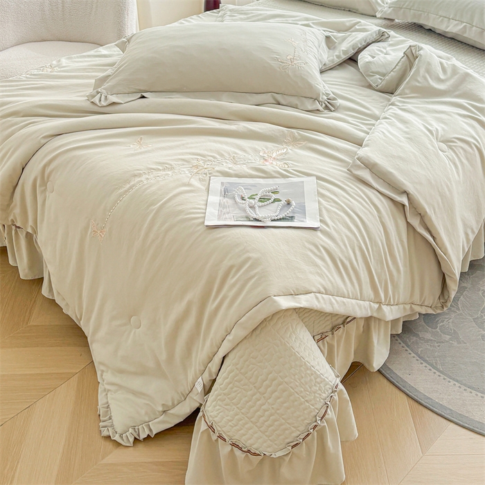 91家纺网 家纺一手货源 找家纺 恒爱家纺 2025新款糯糯棉庄生梦蝶单夏被 庄生梦蝶-翠绿