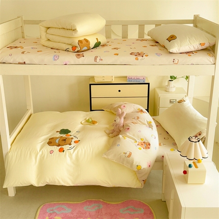 优贝 2025爆款学生季云朵棉水洗棉毛巾绣学生三件套四件套（提供买家绣）卡皮巴拉