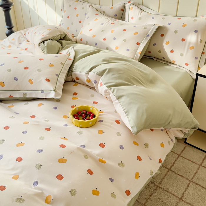 91家纺网 家纺一手货源 找家纺 可思家纺2025新款可思-简单款双层纱套件 小南瓜