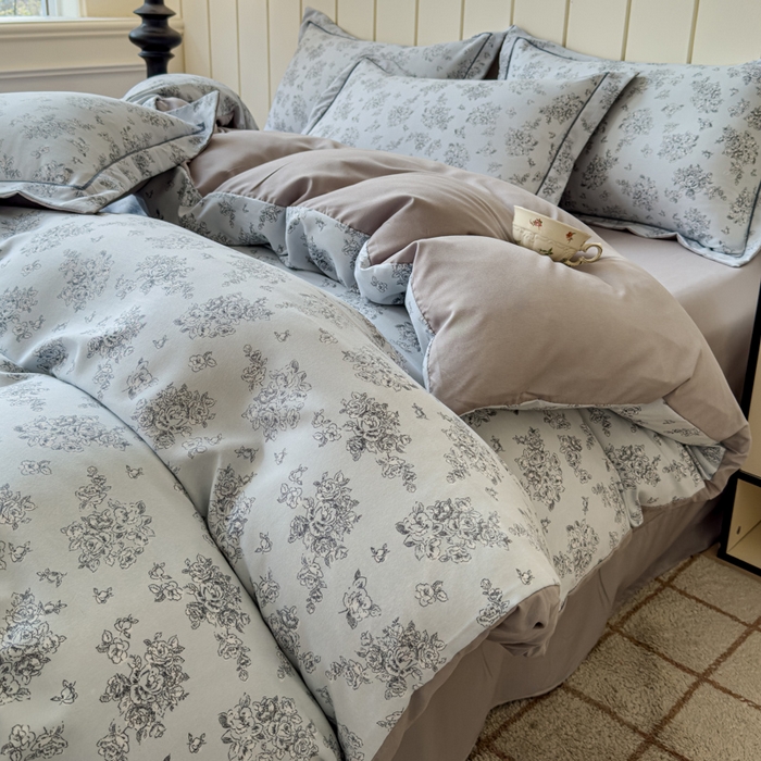 91家纺网 家纺一手货源 找家纺 可思家纺2025新款可思-简单款双层纱套件 复古玫瑰