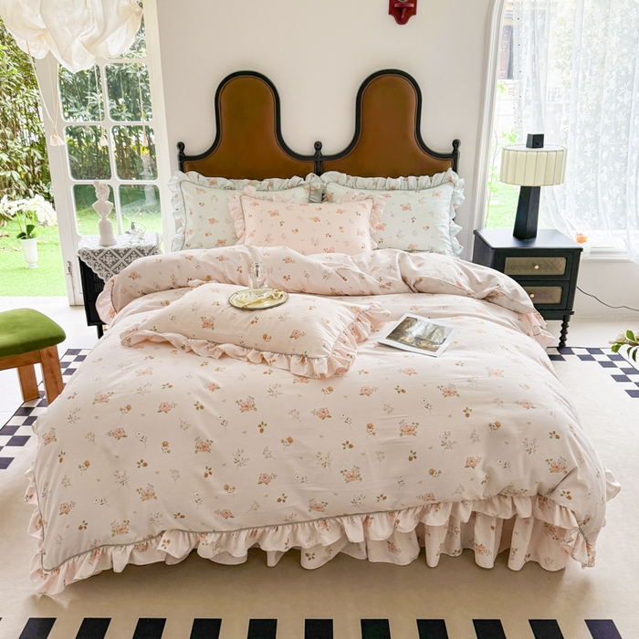 91家纺网 家纺一手货源 找家纺 （总）孑寐家纺 2025新款嵌绳款韩版床裙款四件套