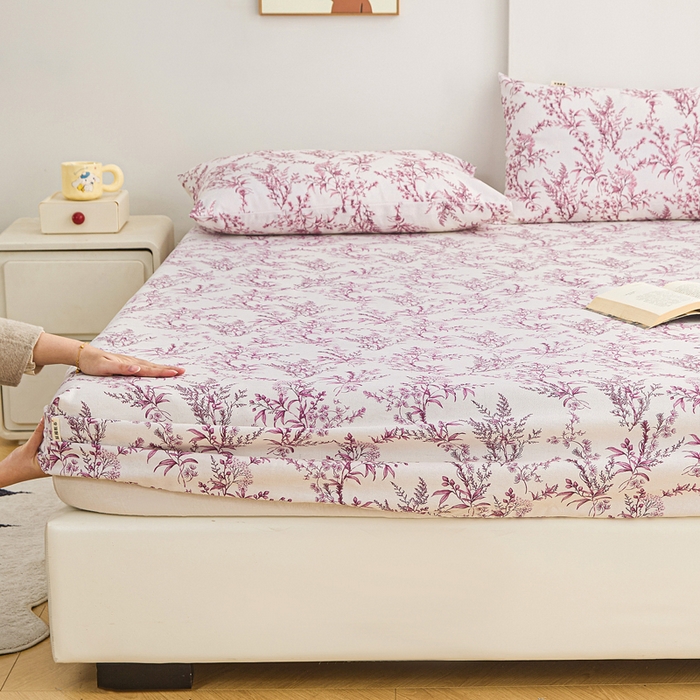 91家纺网 家纺一手货源 找家纺 棉乐町家居  2025新款原棉粗布床笠 瑞莎