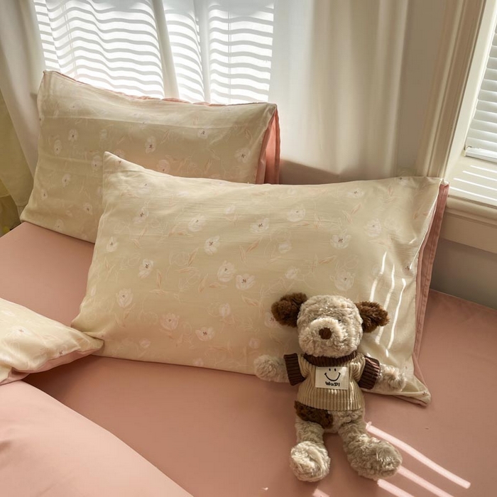 91家纺网 家纺一手货源 找家纺 新印象 2025新款有氧针织棉双层纱四件套初晴