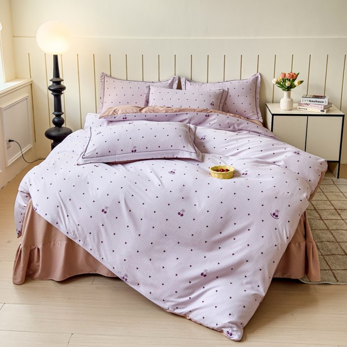 91家纺网 家纺一手货源 找家纺 可思家纺2025新款可思-简单款双层纱套件 小紫心