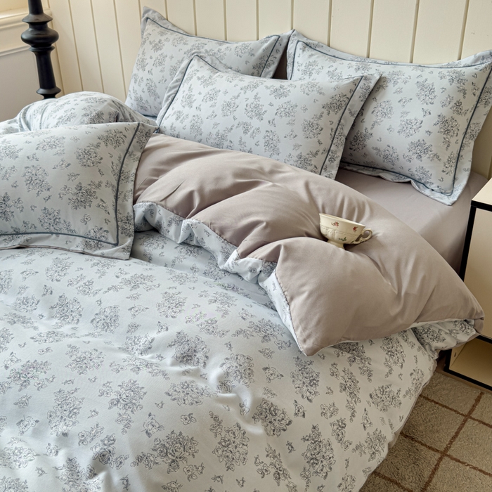 91家纺网 家纺一手货源 找家纺 可思家纺2025新款可思-简单款双层纱套件 复古玫瑰