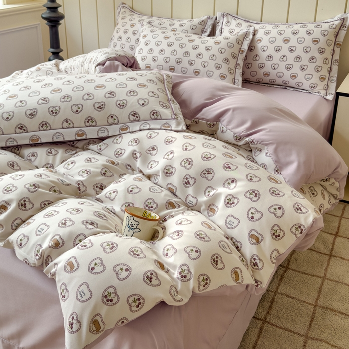 91家纺网 家纺一手货源 找家纺 可思家纺2025新款可思-简单款双层纱套件 爱心小兔