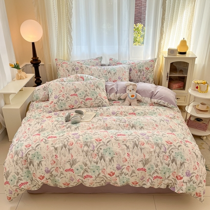 柠馨 2025新款13372全棉纯棉印花四件套-阿丽拉系列 恬静