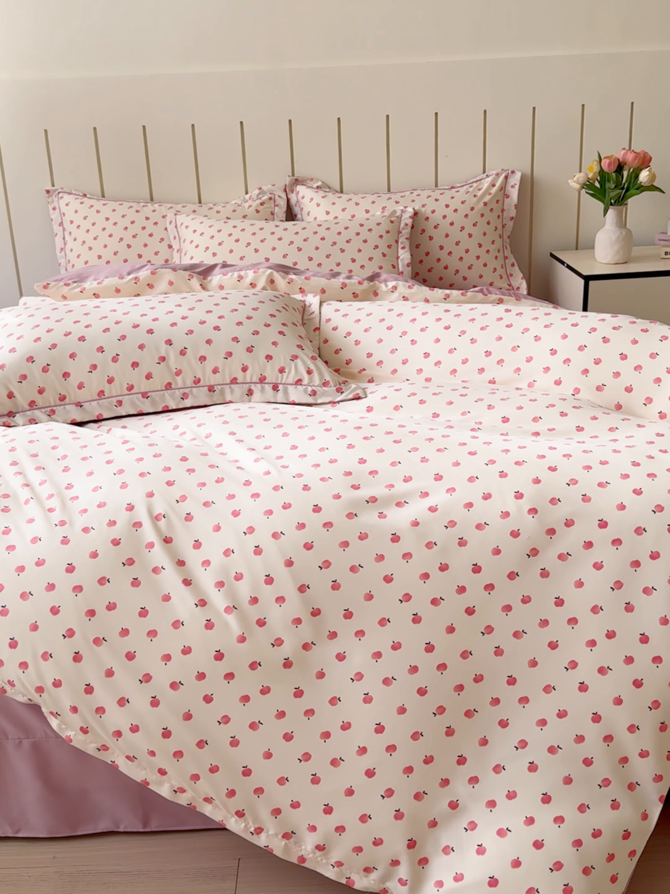 91家纺网 家纺一手货源 找家纺 可思家纺2025新款可思-简单款双层纱套件 小苹果